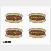 Picknick Hot Dog Bun Mosterd Relish Fastfood Hotdo Rechthoekige Sticker (Vel)