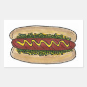 Picknick Hot Dog Bun Mosterd Relish Fastfood Hotdo Rechthoekige Sticker (Voorkant)