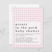 Picknick in het Baby shower Pink Gingham Briefkaart (Voorkant / Achterkant)
