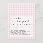 Picknick in het Baby shower Pink Gingham Briefkaart (Voorkant)