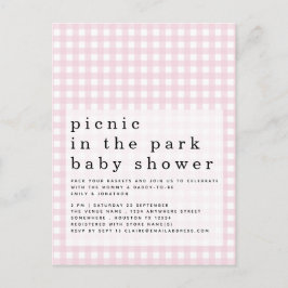 Picknick in het Baby shower Pink Gingham Briefkaart