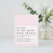 Picknick in het Baby shower Pink Gingham Briefkaart (Staand voorkant)