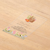 Picknick in het Park Basket Floral Vrijgezellenfee Acryl Uitnodigingen (Laagn)