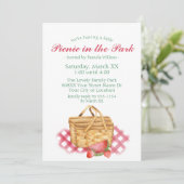 Picknick in het Park schattige Waterverf mand Kaart (Staand voorkant)