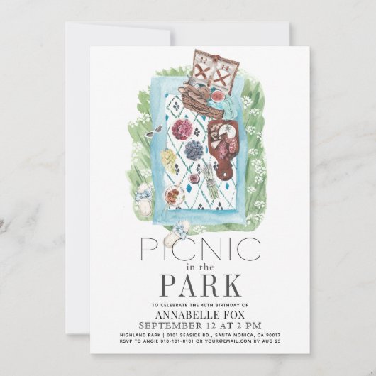 Picknick in het park waterverf verjaardag kaart (Voorkant)