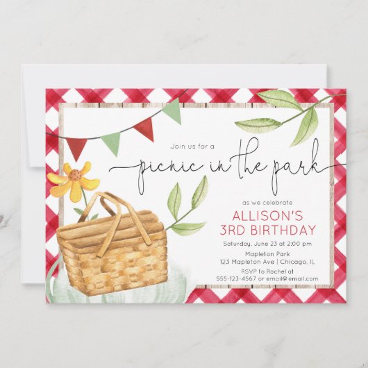 Picknick in het park zomer verjaardagsfeest kaart (Voorkant)