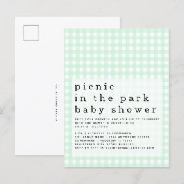 Picknick in Park Baby shower Green Gingham Invite Briefkaart