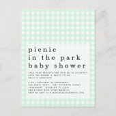 Picknick in Park Baby shower Green Gingham Invite Briefkaart (Voorkant)