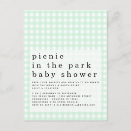 Picknick in Park Baby shower Green Gingham Invite Briefkaart