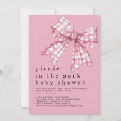 Picknick in Park Pink Gingham Bow Baby shower Kaart (Voorkant)