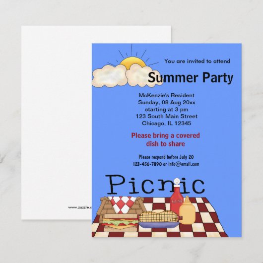 Picknick Kaart (Voorkant / Achterkant)