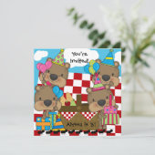 Picknick met de Teddy Bears Verjaardagsuitnodiging Kaart (Staand voorkant)
