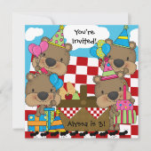 Picknick met de Teddy Bears Verjaardagsuitnodiging Kaart (Voorkant)