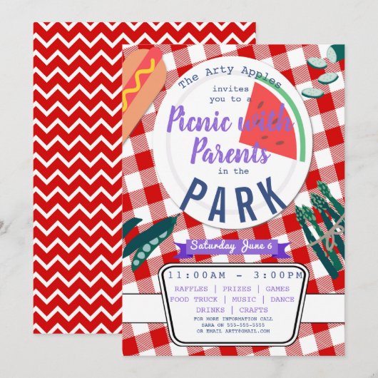 picknick met ouders Charity fundraiser PTA PTO Kaart (Voorkant / Achterkant)