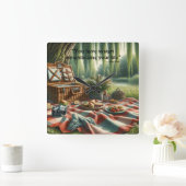 Picknick onder de wilg vierkante klok (Huis)