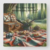 Picknick onder de wilg vierkante klok (Voorkant)