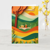 Picknick onder herfstboom kaart (Gele Bloem)