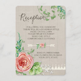 Picknick Ontvangst BOHO Baby's Breath Rozen Houten Informatiekaartje