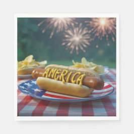 Picknick op 4 juli met vuurwerk servet