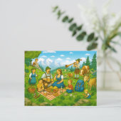 Picknick op Alpine Meadow Feestdagenkaart (Staand voorkant)