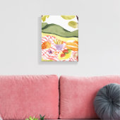 Picknick op de heuvel | Geschilderd waterverflands Canvas Afdruk (Insitu (Woonkamer))