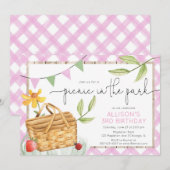 Picknick op het park roze zomerfeest kaart (Voorkant / Achterkant)