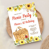 Picknick partij zonnebloemen zomer verjaardag meis kaart