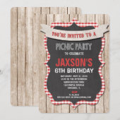 Picknick party verjaardagsuitnodiging rood wit gin kaart (Voorkant / Achterkant)
