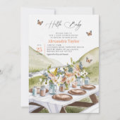 Picknick Peach Wildflower Vlinders Baby shower Kaart (Voorkant)