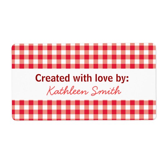 Picknick Red Gingham Recept/Goodies Label (Voorkant)