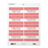 Picknick Red Gingham Recept/Goodies Label (Full Sheet)