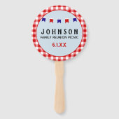 Picknick reünie rood geruit tafelkleed zomer handwaaier (Voorkant)