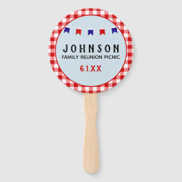 Picknick reünie rood geruit tafelkleed zomer handwaaier