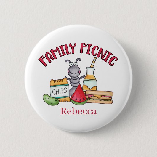 picknick reunion add text ronde button 5,7 cm (Voorkant)