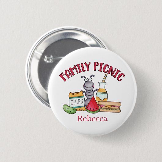 picknick reunion add text ronde button 5,7 cm (Voorkant /achterkant)