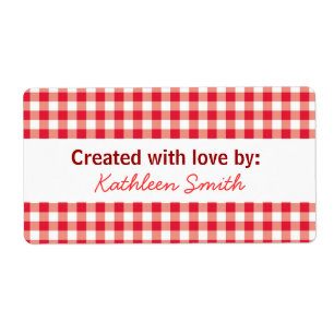 Picknick Rode Gingham Recept/Goedjes Label
