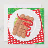 Picknick Uitje BBQ Party Flat Uitnodiging (Achterkant)