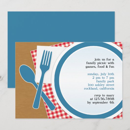 Picknick Uitje Flatuitnodiging Kaart (Voorkant / Achterkant)