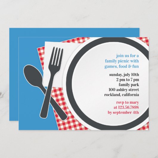 Picknick Uitje Flatuitnodiging Kaart (Voorkant / Achterkant)