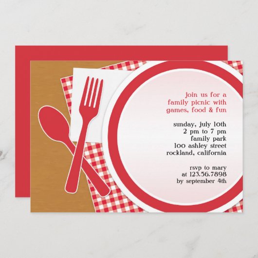 Picknick Uitje Flatuitnodiging Kaart (Voorkant / Achterkant)