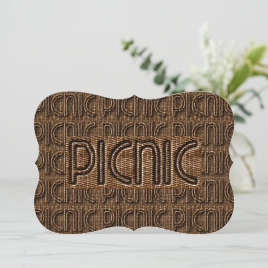 Picknick Uitnodiging Grappig Wicker Typography Par (Staand voorkant)