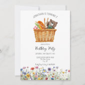 Picknick Verjaardag Uitnodiging roze Gingham lente (Voorkant)