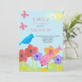 Picknick verjaardagsfeestje Kleurrijke Kinder tuin Kaart (Staand voorkant)