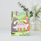 picknick voor bosdieren | grillige Schattigee Wate Briefkaart (Staand voorkant)