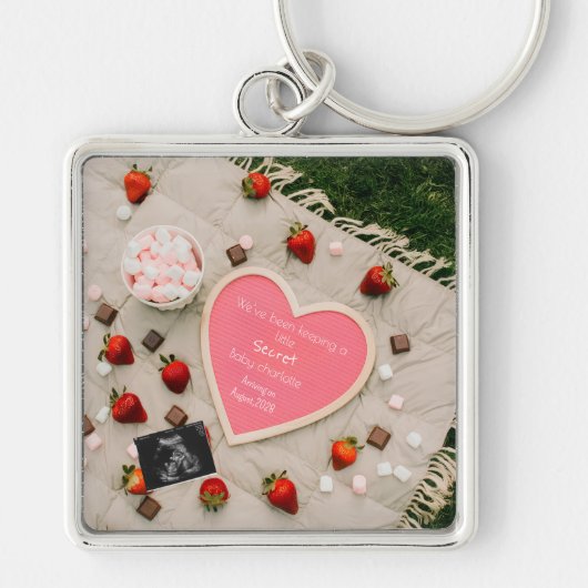 Picknick zwangerschapsaankondiging cadeau voor bui sleutelhanger (Voorkant)