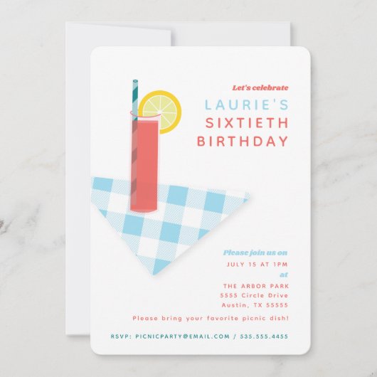 Picknickcocktail Outdoor BBQ-feest Aangepast Kaart (Voorkant)