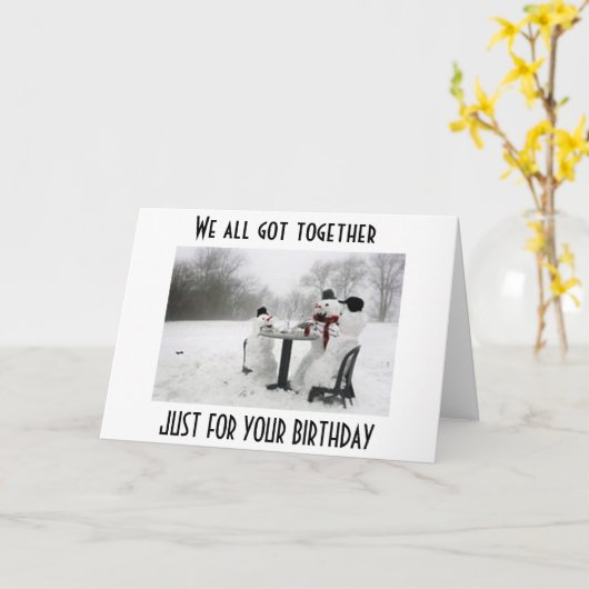 PICKNICKEN SNEEUWMANNEN FEEST OP UW "VERJAARDAG" - KAART (Gele Bloem)