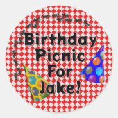 Picknickfeest voor verjaardag ronde sticker (Voorkant)