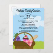 Picknickmand Bewolkte Lucht Familie Reünie Uitnodiging Briefkaart (Voorkant / Achterkant)