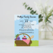 Picknickmand Bewolkte Lucht Familie Reünie Uitnodiging Briefkaart (Staand voorkant)